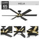 Melia 65 inch Alturas Gold with Matte Black Blades Outdoor Ceiling Fan