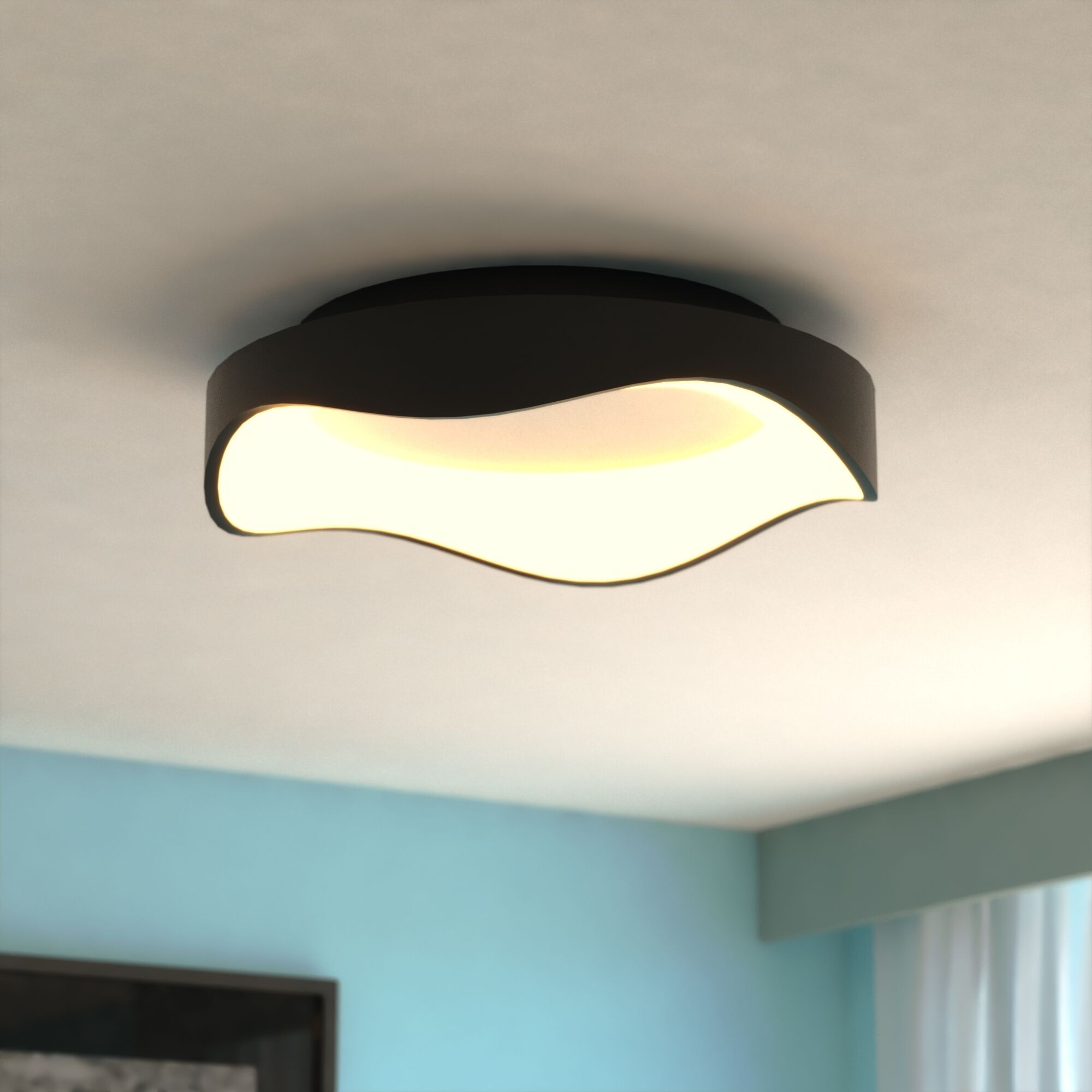 Bowen 1 Light 16.5 inch Textured Black Flush Mount Ceiling Light