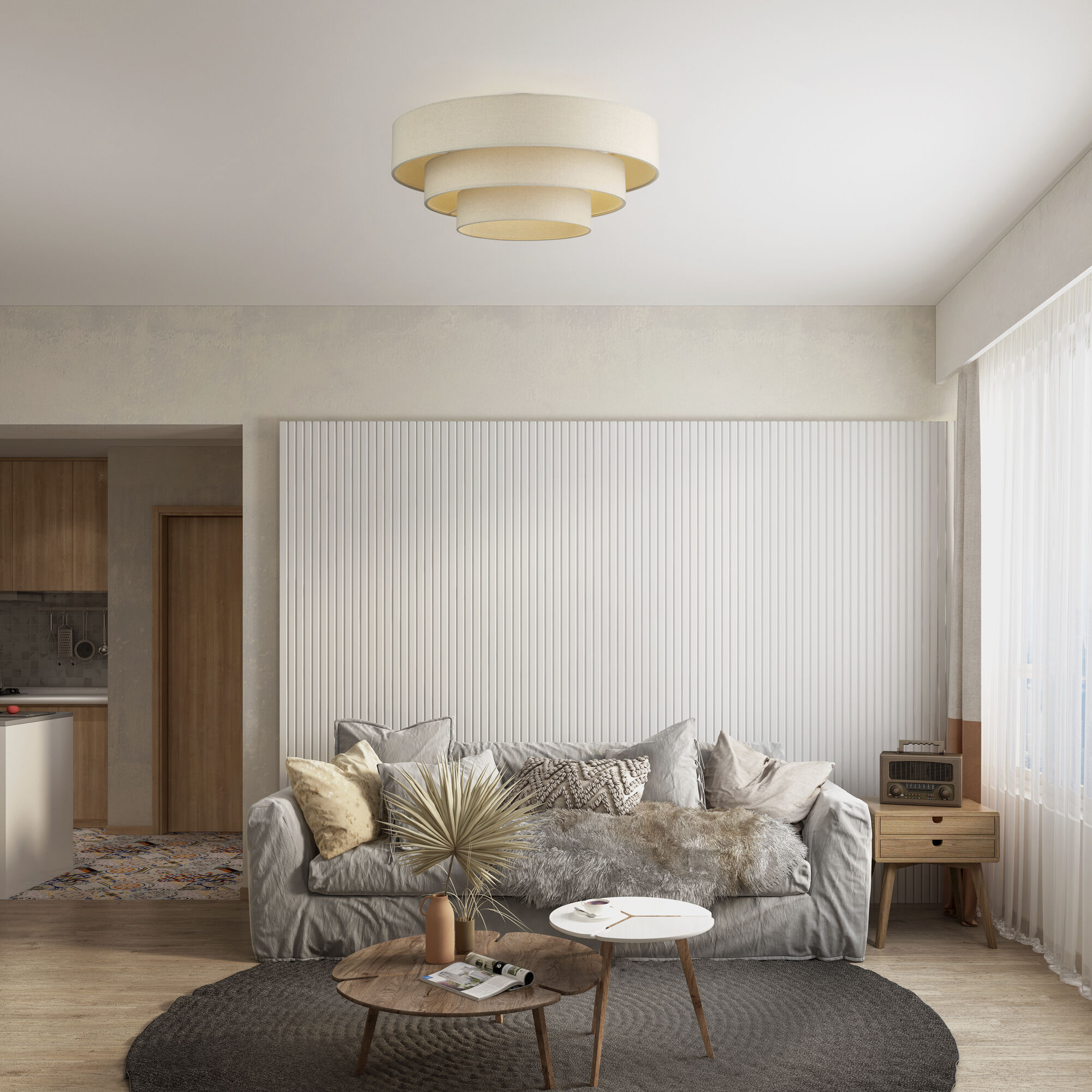 Bellingham 5 Light 28 inch Antique Gold Leaf Semi Flush Mount Ceiling Light, Extra Large