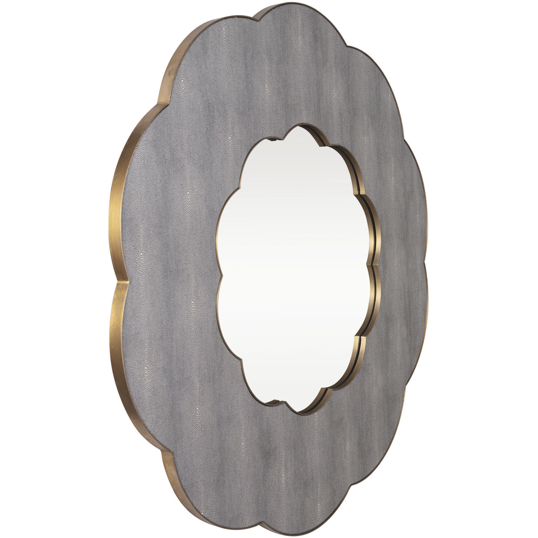 Scallop 54 inch Gray Shagreen with Weathered Brass Wall Mirror