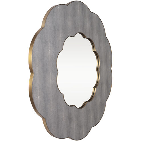 Scallop 54 inch Gray Shagreen with Weathered Brass Wall Mirror