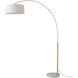 Float 92 inch 14 watt Weathered Brass and White Arc Floor Lamp Portable Light in White Linen