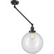 XX-Large Beacon 20 inch 100 watt Matte Black Swing Arm Wall Light in Clear Glass, Franklin Restoration
