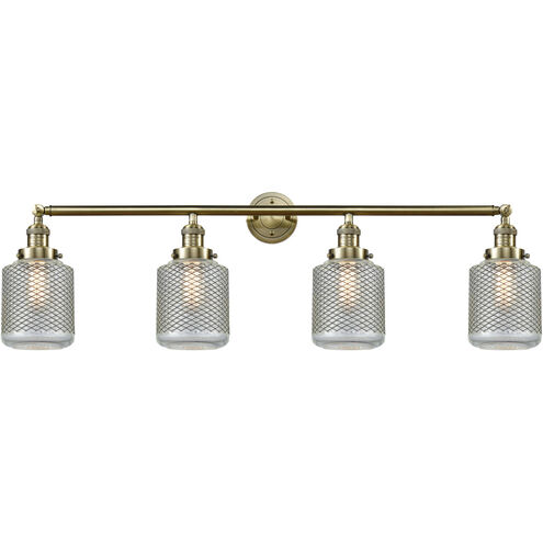 Franklin Restoration Stanton LED 44 inch Antique Brass Bath Vanity Light Wall Light in Clear Wire Mesh Glass, Franklin Restoration