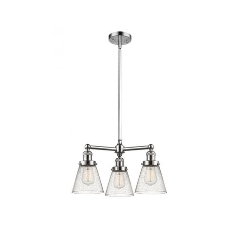 Franklin Restoration Small Cone LED 19 inch Polished Nickel Chandelier Ceiling Light in Seedy Glass, Franklin Restoration