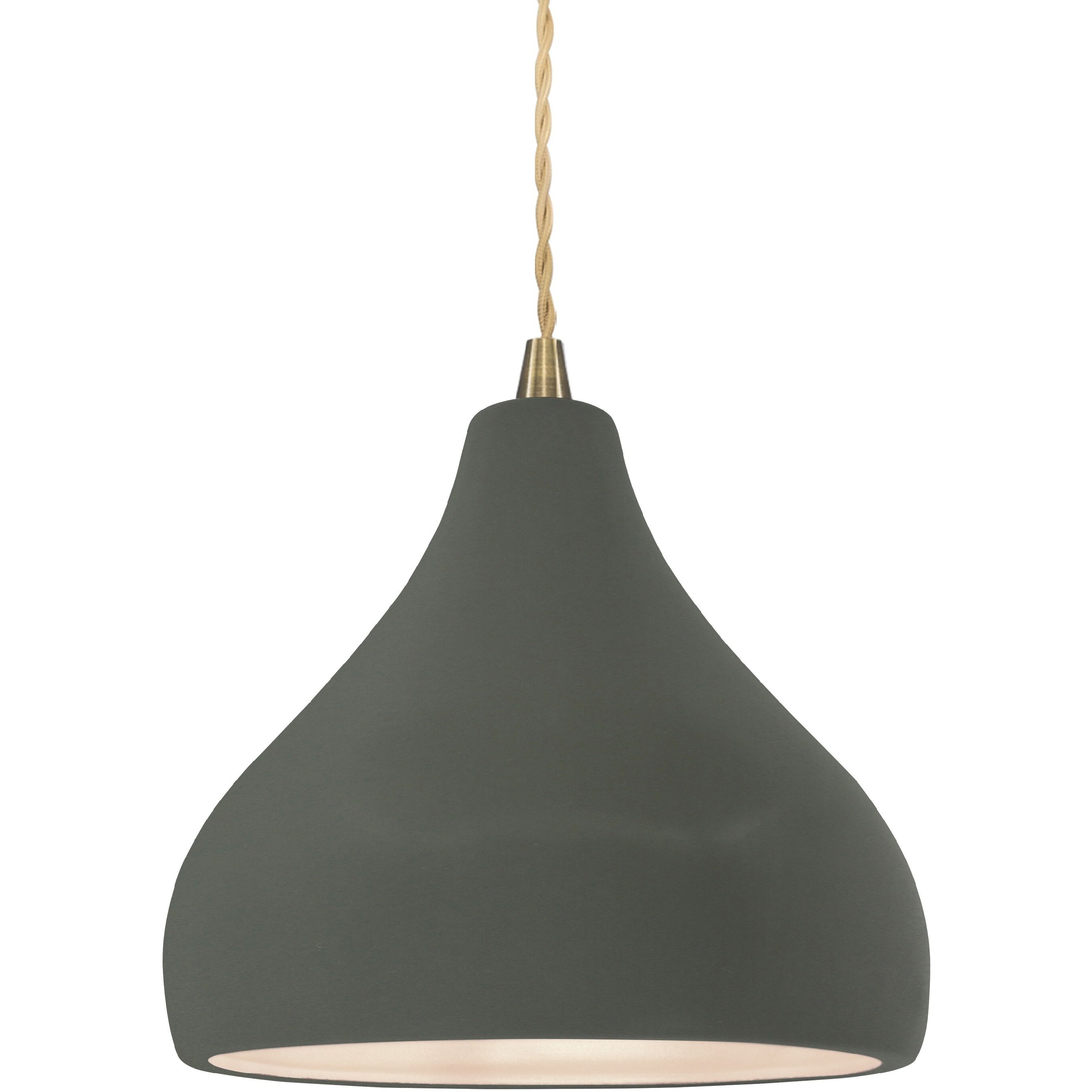 Radiance LED 8 inch Pewter Green and Antique Brass Pendant Ceiling Light