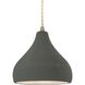 Radiance LED 8 inch Pewter Green and Antique Brass Pendant Ceiling Light