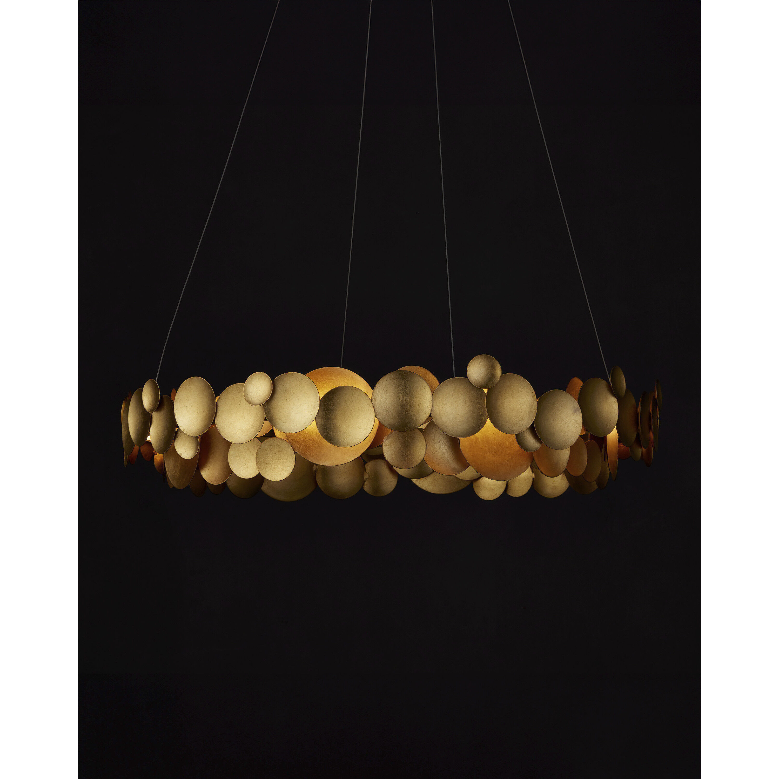 Lavengro 1 Light 32 inch Contemporary Gold Leaf and White Chandelier Ceiling Light
