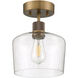 Port Nine LED 9 inch Antique Brushed Brass Semi-Flush Ceiling Light