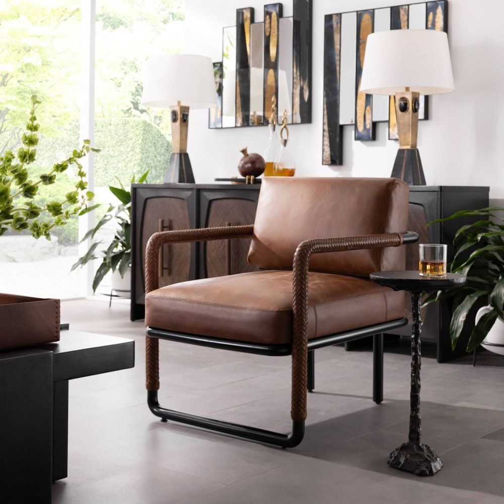 Durham Cognac and Blackened Bronze Chair