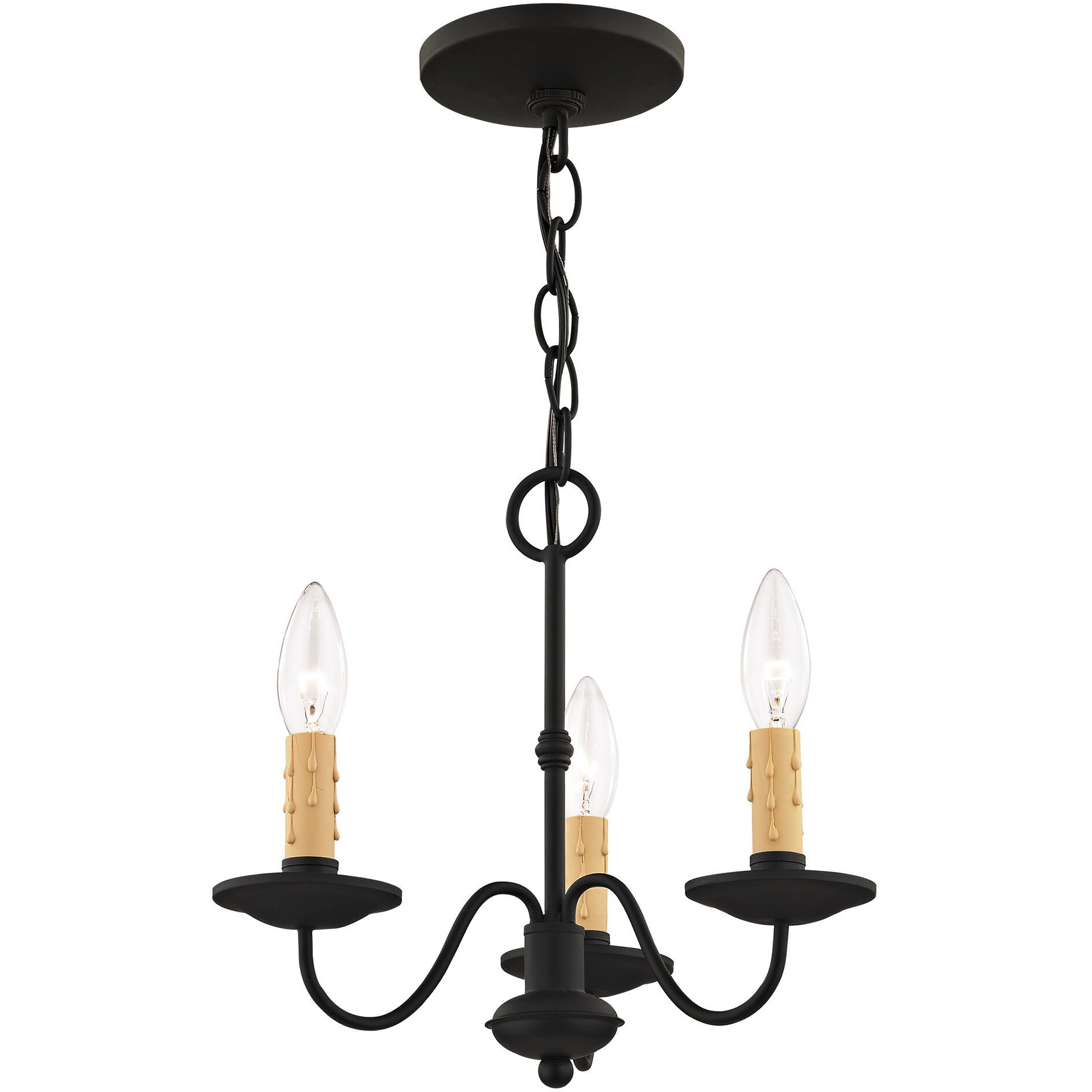 Heritage 3 Light 13 inch Black Mini Chandelier Ceiling Light
