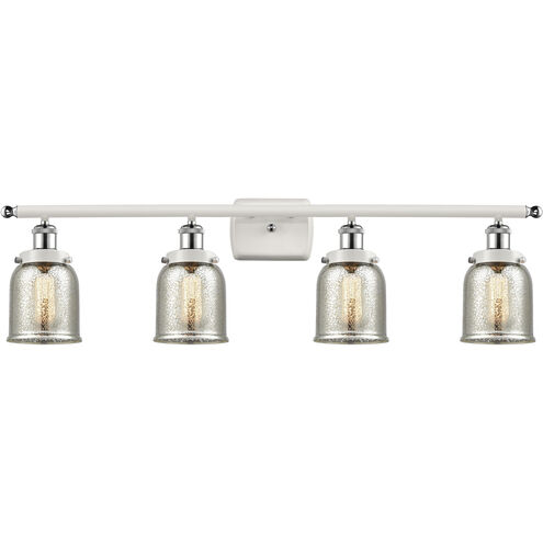 Ballston Urban Bell 4 Light 36 inch White and Polished Chrome Bath Vanity Light Wall Light in Silver Plated Mercury Glass