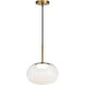 Jayce LED 11 inch Aged Gold Brass Pendant Ceiling Light in Aged Gold Brass and White