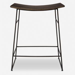 Thura 26 inch Walnut and Dark Gunmetal Counter Stool