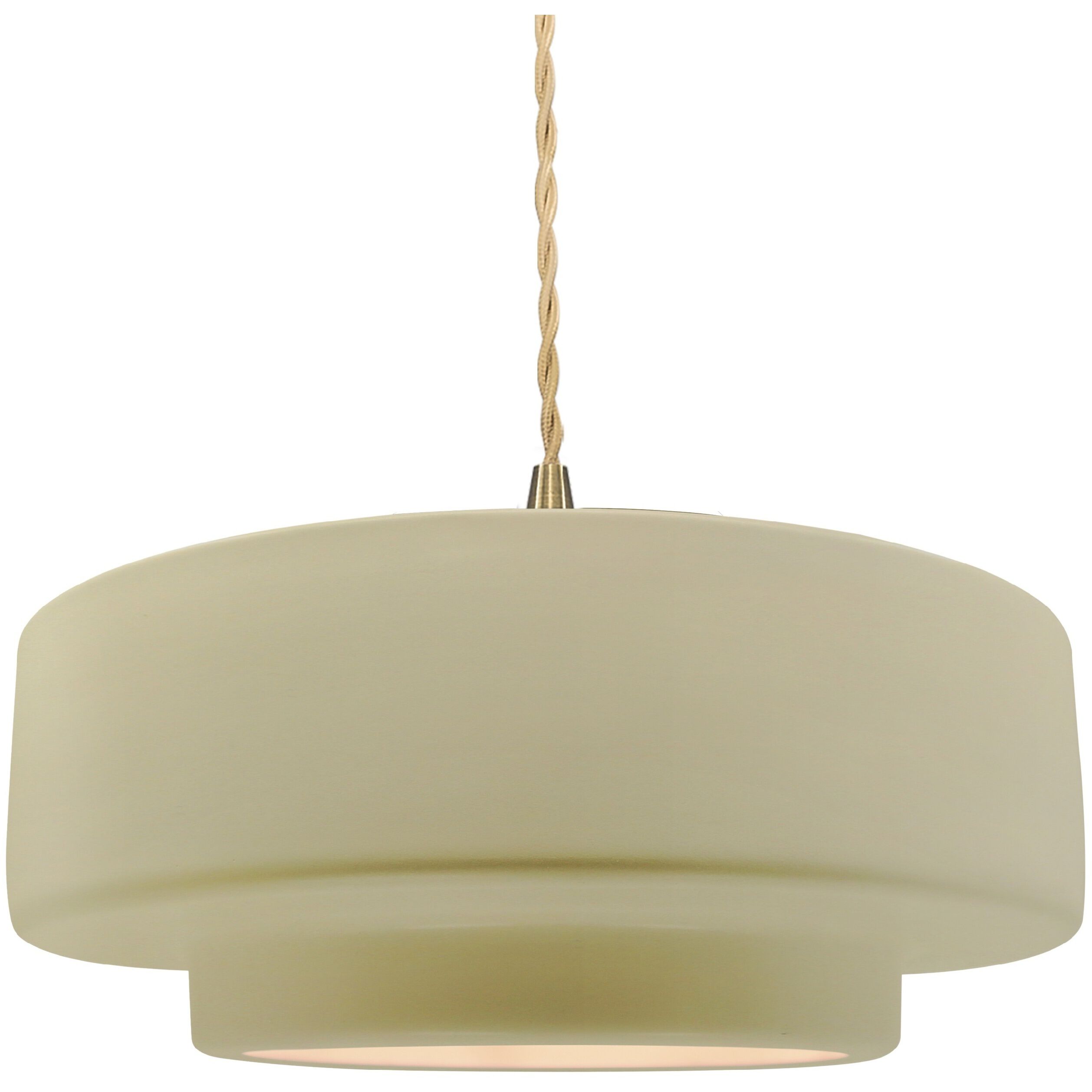 Radiance Collection - Tier Pendant Ceiling Light in Brushed Brass, Replaceable Bulb, Beige Twist Cord, Vanilla Gloss, 14.5W x 5.25H, Form+Finish+Function