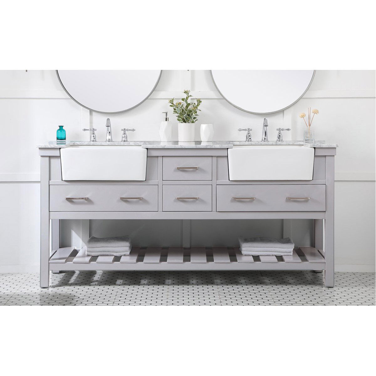 Clement 72 X 22 X 34 inch Grey Bathroom Vanity Cabinet