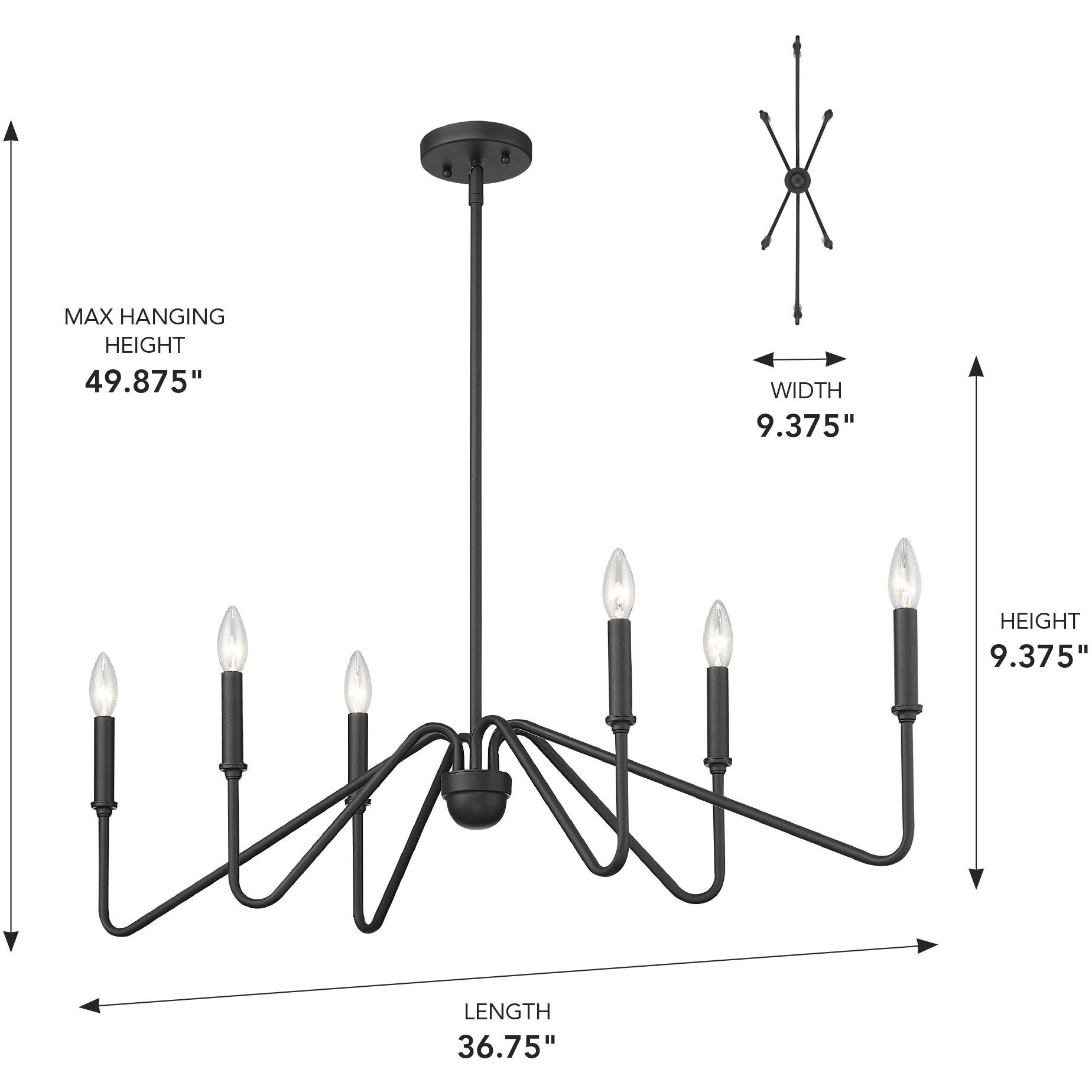 Yep Kennedy Island Light Ceiling Light in No Shade, Natural Black