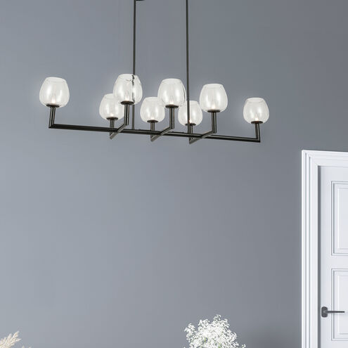 Nora 8 Light 51.25 inch Matte Black with Clear Horizontal Chandelier Ceiling Light