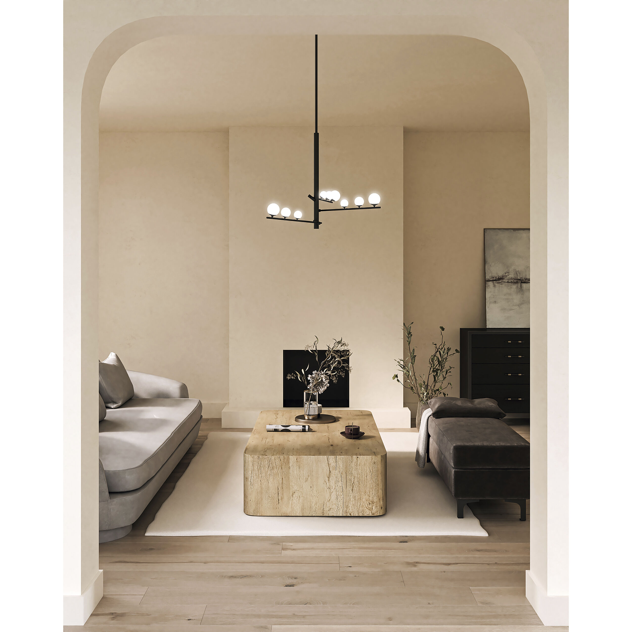 Cypress LED 19 inch Black/Opal Glass Chandelier Ceiling Light