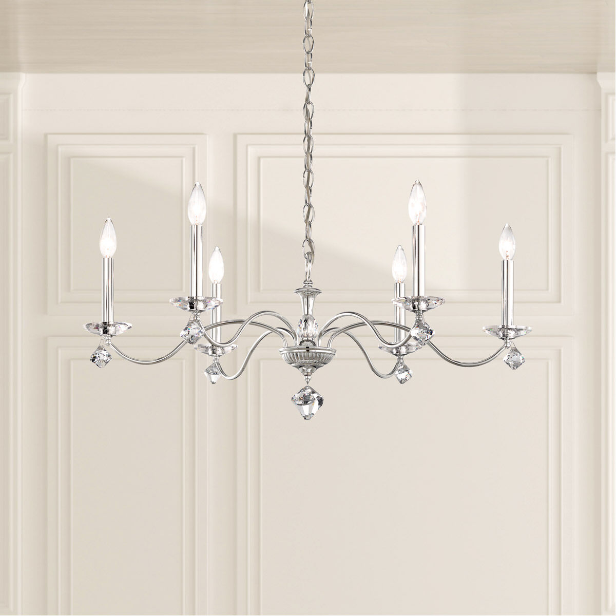 Modique 6 Light 32 inch Polished Silver Chandelier Ceiling Light