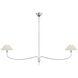 Amber Lewis Griffin LED 62 inch Polished Nickel and Parchment Leather Linear Chandelier Ceiling Light, Grande
