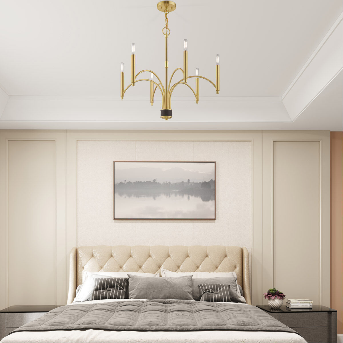 Wisteria 6 Light 26 inch Satin Brass Chandelier Ceiling Light