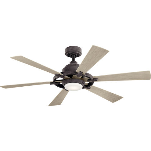 Gentry Lite 52 inch Weathered Zinc with Dark Walnut Blades Ceiling Fan in Dark Walnut/Weathered White