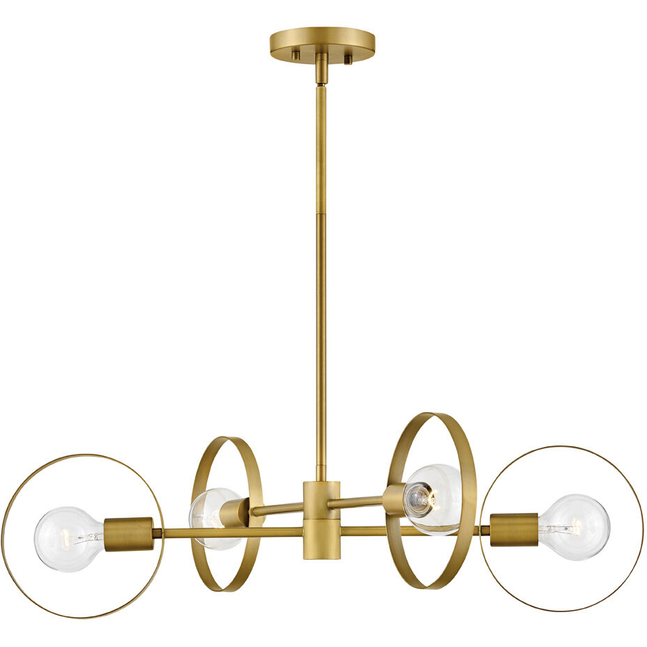 Desi 4 Light 30 inch Lacquered Brass Indoor Foyer Light Ceiling Light
