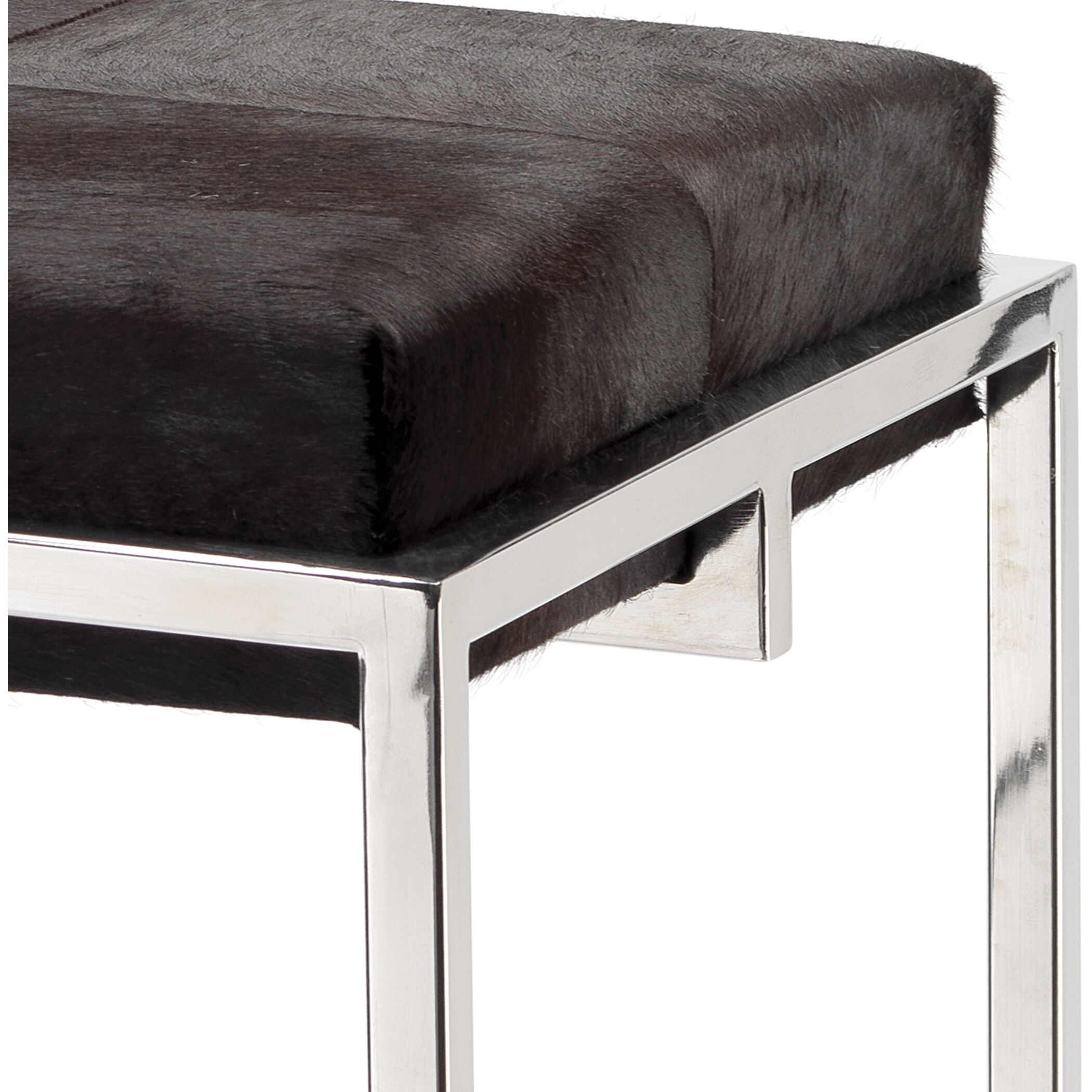 Shelby 33 inch Espresso Hide & Nickel Metal Bar Stool in Espresso Hide and Nickel Metal