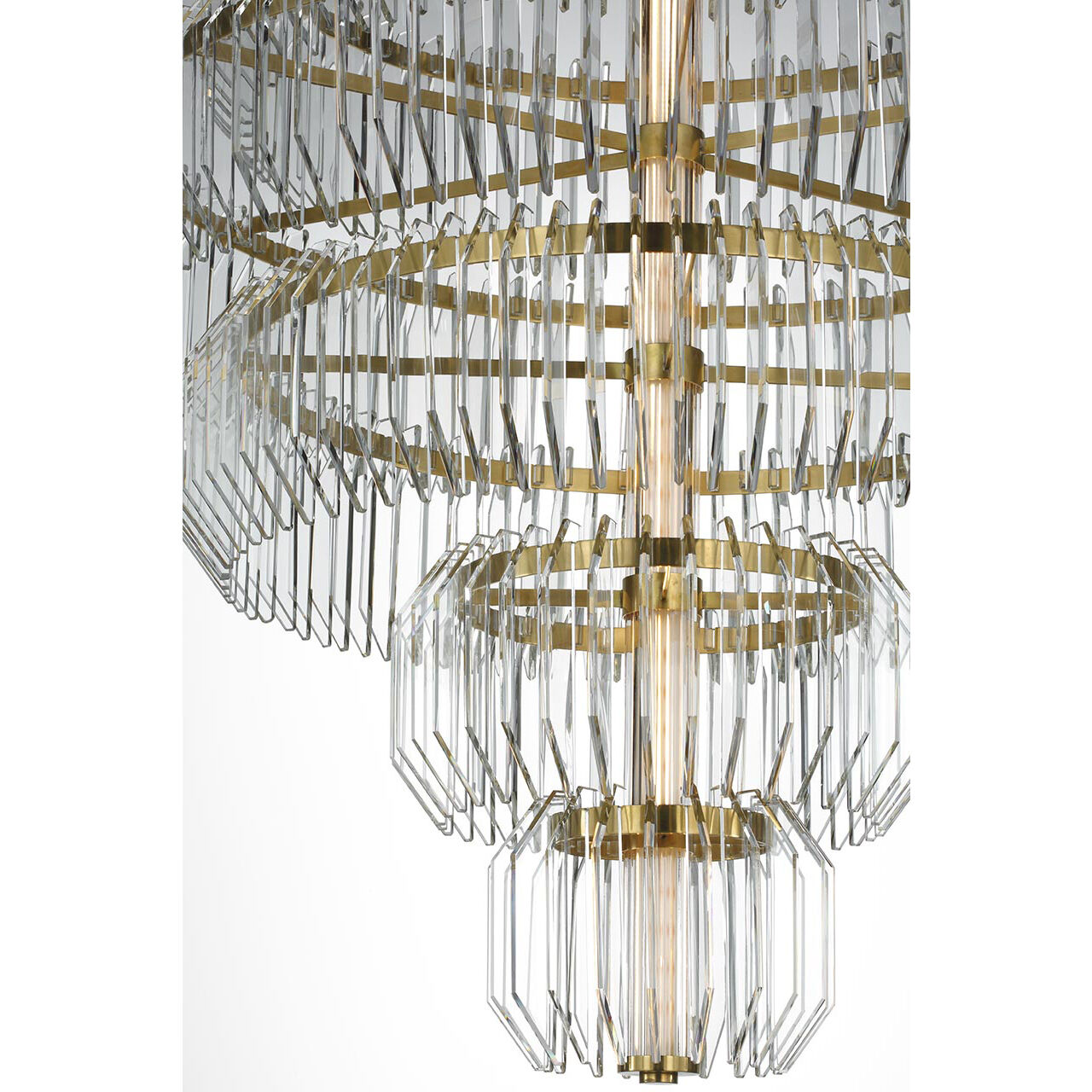 Waterford Killarney LED 32 inch Natural Brass Layered Chandelier Ceiling Light