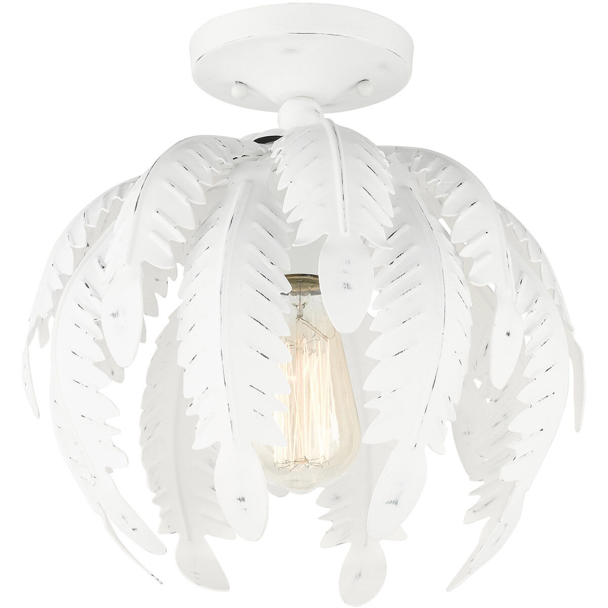 Acanthus 1 Light 12.63 inch Antique White Semi Flush Ceiling Light