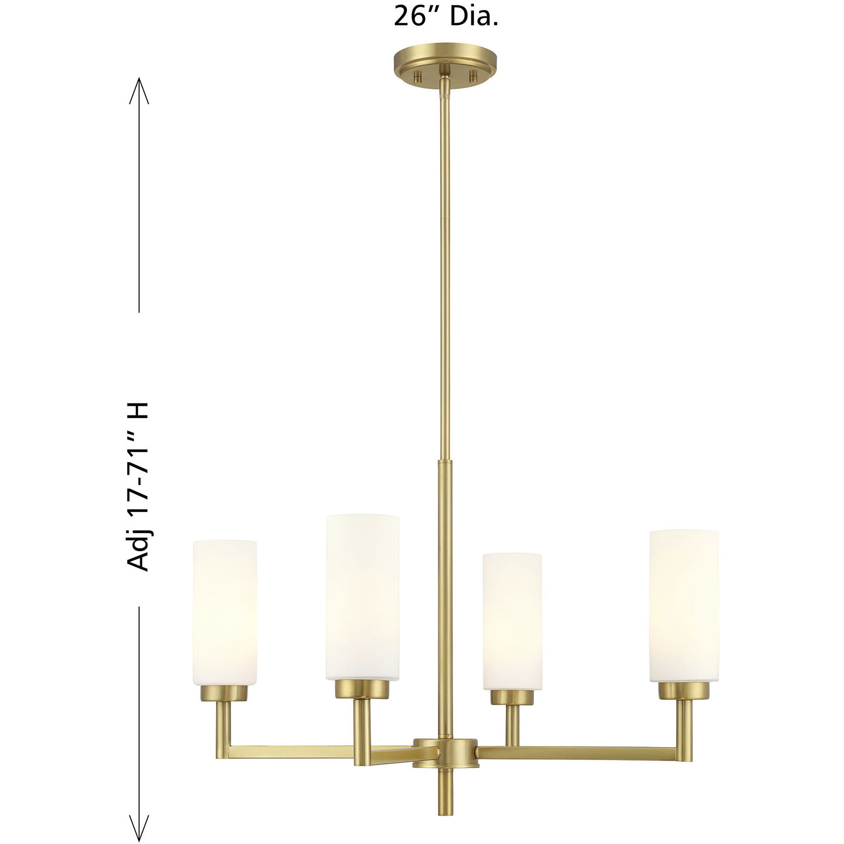 Contemporary 4 Light 26 inch Natural Brass Chandelier Ceiling Light