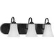 Classic 3 Light 24 inch Matte Black Bath Vanity Wall Light