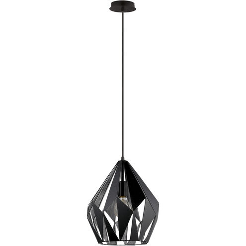 Carlton 1 Light 12.2 inch Matte Black and Silver Pendant Ceiling Light