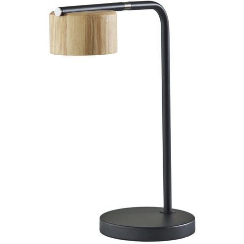 Roman 17 inch 10.00 watt Black / Natural Wood Desk Lamp Portable Light