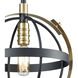 Caldwell 1 Light 10 inch Matte Black with Satin Brass Mini Pendant Ceiling Light