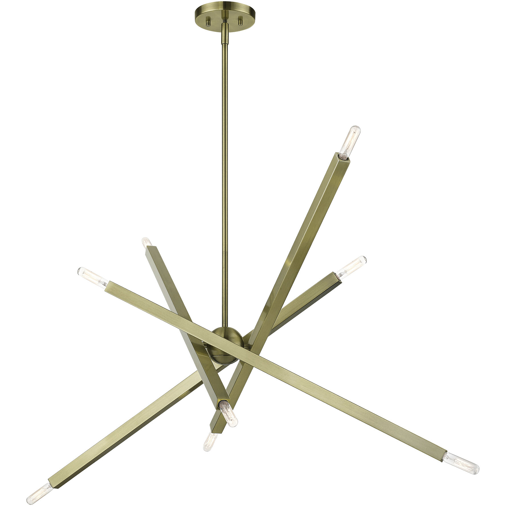 Monaco 8 Light 35 inch Antique Brass Linear Chandelier Ceiling Light, Large