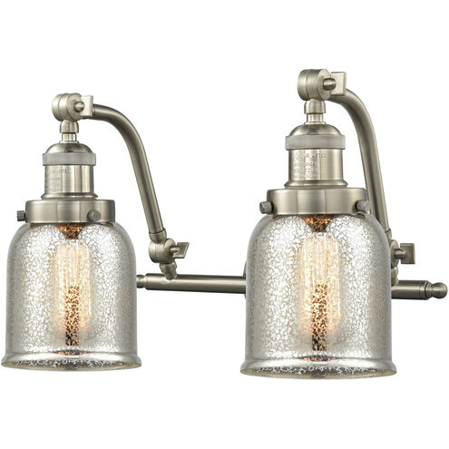Franklin Restoration Small Bell LED 18 inch Brushed Satin Nickel Bath Vanity Light Wall Light in Silver Plated Mercury Glass, Franklin Restoration