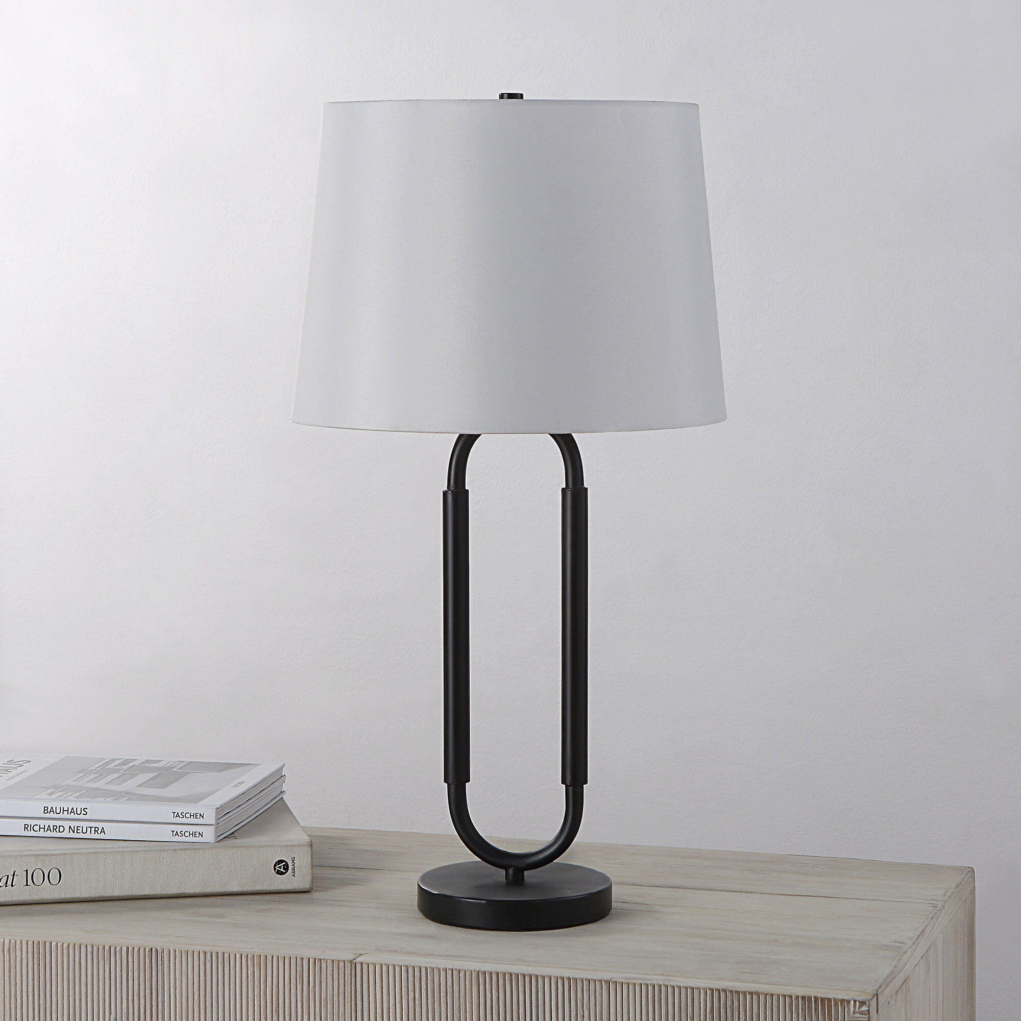 Alaya 27 inch 100 watt Matte Black and Off-White Table Lamp Portable Light
