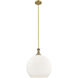 Astor 1 Light 14 inch Brushed Brass Pendant Ceiling Light in Matte White Glass