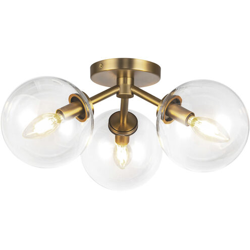 Alora Mood Cassia 3 Light 17.75 inch Aged Gold Semi Flush Mount Ceiling Light in Clear