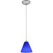 Martini LED 7 inch Brushed Steel Pendant Ceiling Light in Cobalt