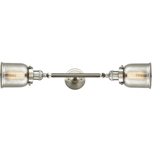 Franklin Restoration Small Bell LED 15 inch Brushed Satin Nickel Bath Vanity Light Wall Light in Silver Plated Mercury Glass, Franklin Restoration