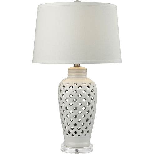 Openwork 27 inch 150.00 watt White with Clear Table Lamp Portable Light in Incandescent, 3-Way