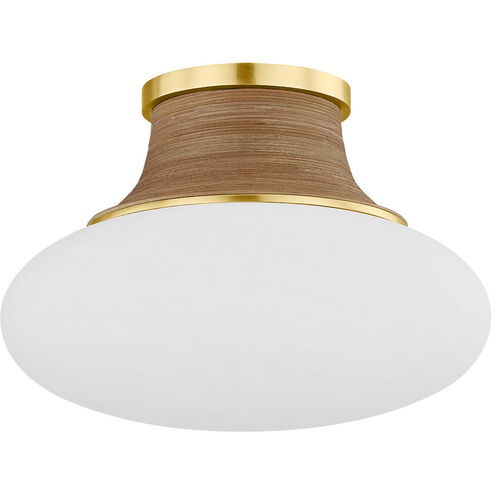 Pearl River 1 Light 15 inch Aged Brass Flush Mount Ceiling Light