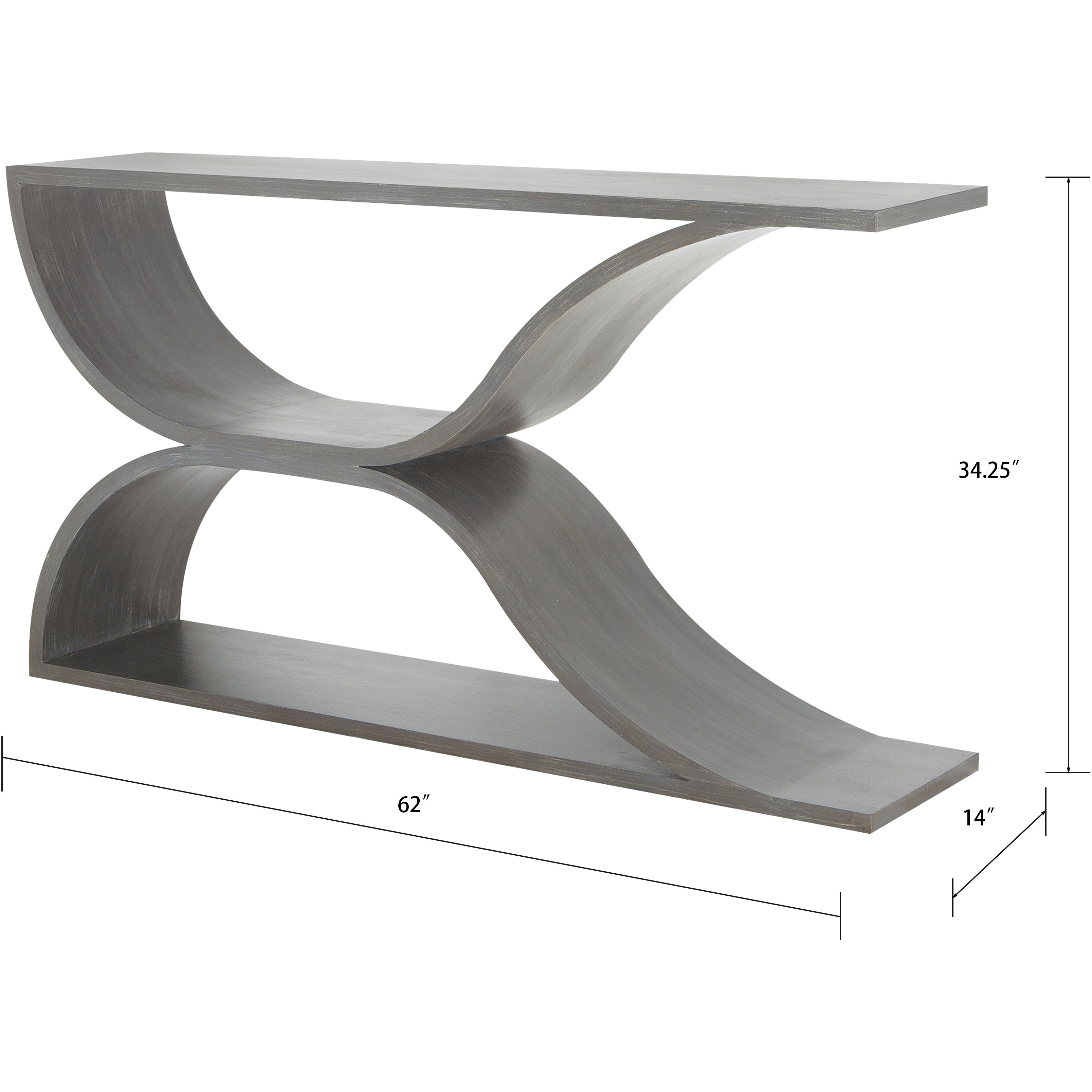 Pin Hollow 62 X 14 inch Gray Console Table