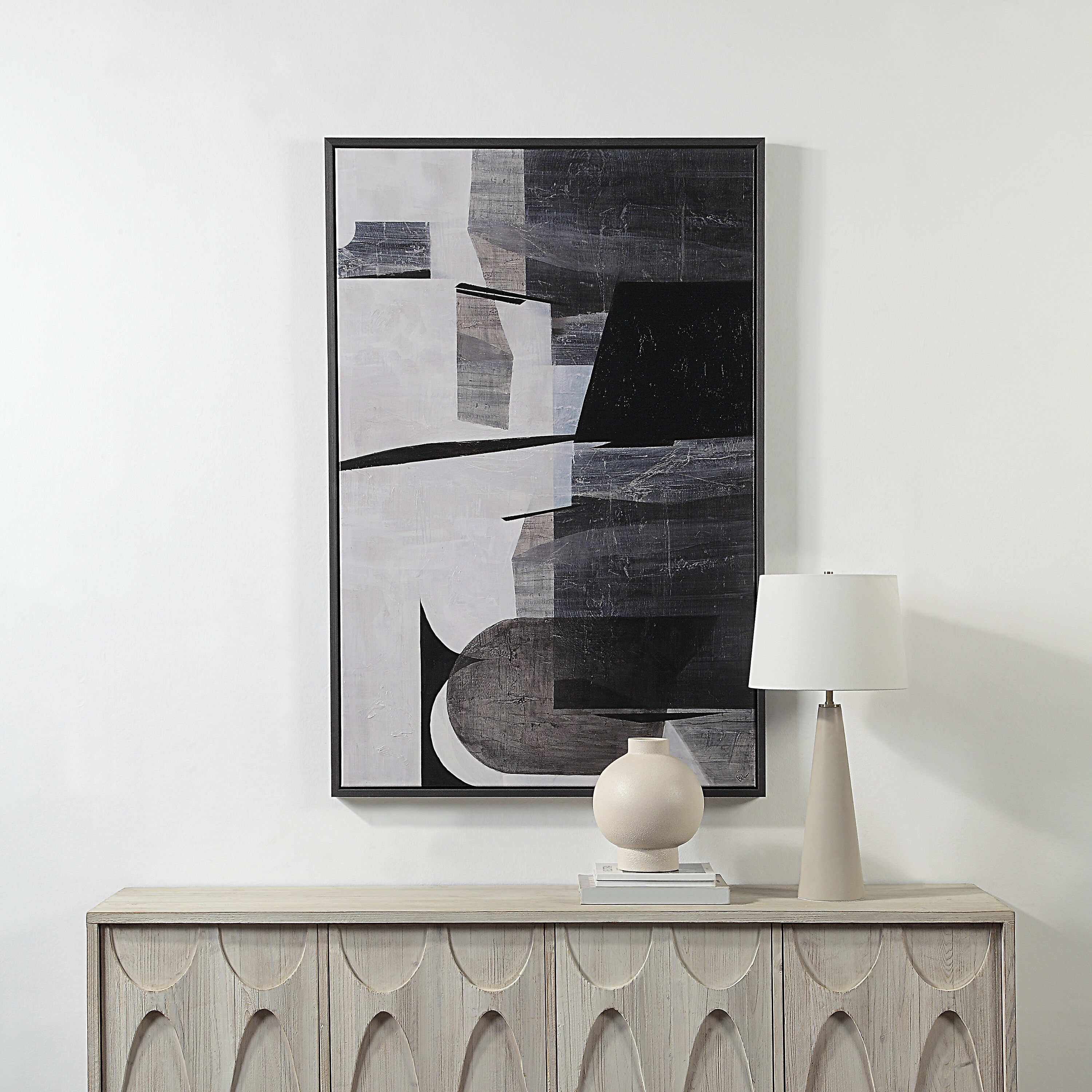 Elliott White/Black/Beige/Grey Canvas Art