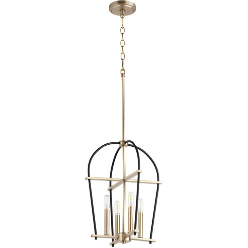 Espy 4 Light 14 inch Noir and Aged Brass Mini Chandelier Ceiling Light