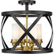 Malcalester 4 Light 15 inch Matte Black/Olde Brass Semi Flush Mount Ceiling Light