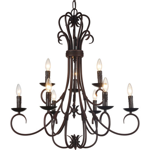 Maddy 9 Light 29 inch Oil Rubbed Brown Up Chandelier Ceiling Light